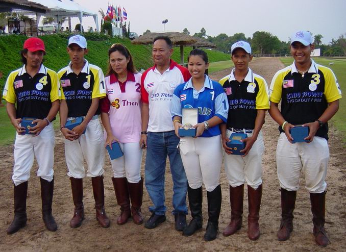 Jameley with the Malaysian team and some lady polo players